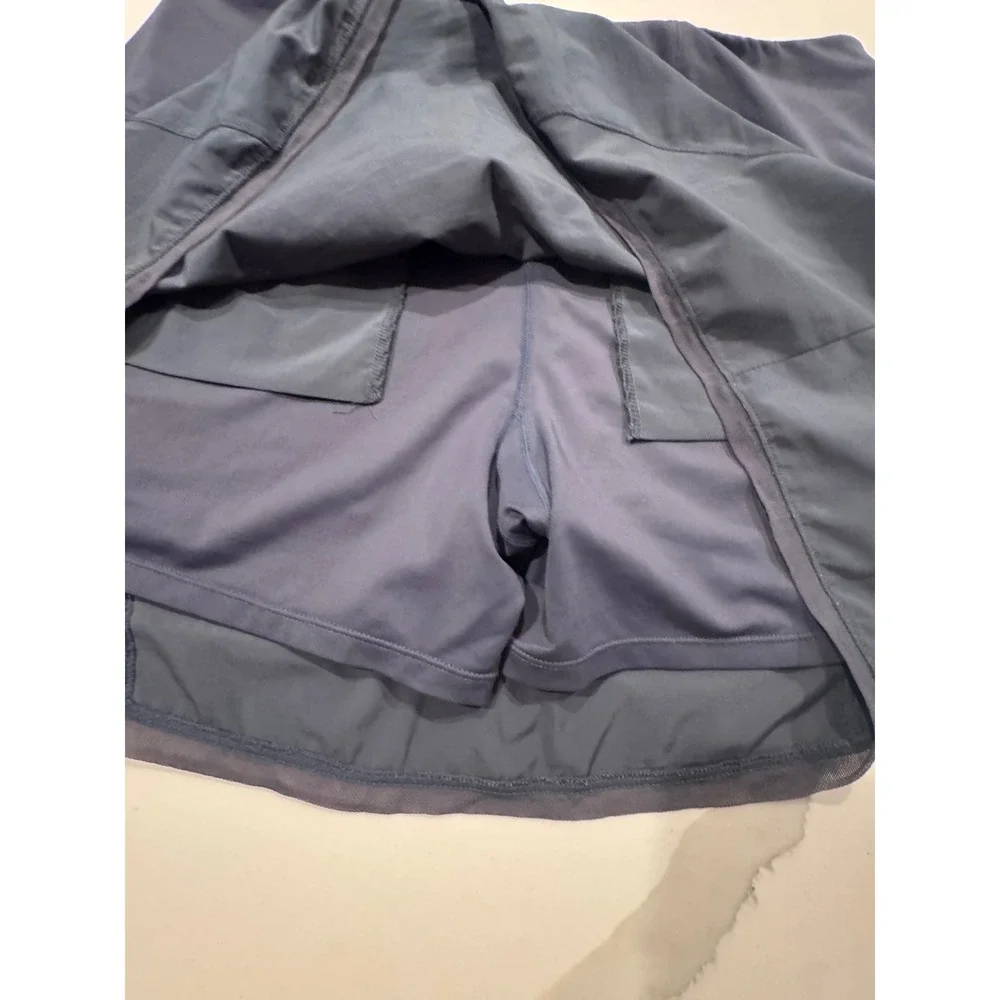 Lucky in Love Running Tennis Skort Charcoal Gray Reflective Back Pocket Skirt XL